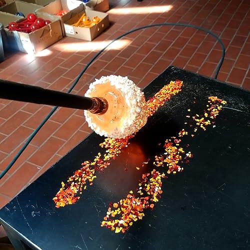 Lauschaer Glas Gartenkugel Rosenkugel aus Glas mit Granulat Gold d 15cm mundgeblasen handgeformt