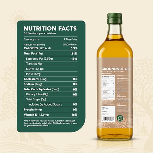 Image of Anveshan Wood Cold Pressed Groundnut (Peanuts) Oil 1 Litre | PET Bottle | Kolhu /Kacchi Ghani /Chekku | Naturally Cholesterol Free | A1 Grade Groundnuts | Rich Aroma & Flavour
