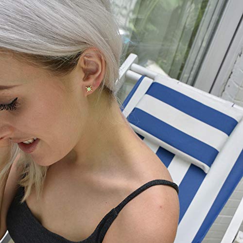 18K Gold Plated Sterling Silver North Star Stud Earrings Gold Earrings2