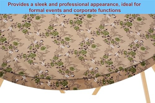 Image of The Furnishing Tree Elastic Oval Dining Table Cover WxL 36x48 in Inches Polyester Floral Pattern Beige