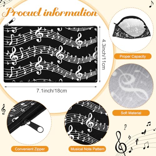 Sweetude 10 Pcs Musical Note Makeup Bag Music Teacher Gift for Women Thank You Lovers Cosmetic Bag Piano Travel Zipper Pouch for Teachers' Day Christmas Birthday Graduation(White)4