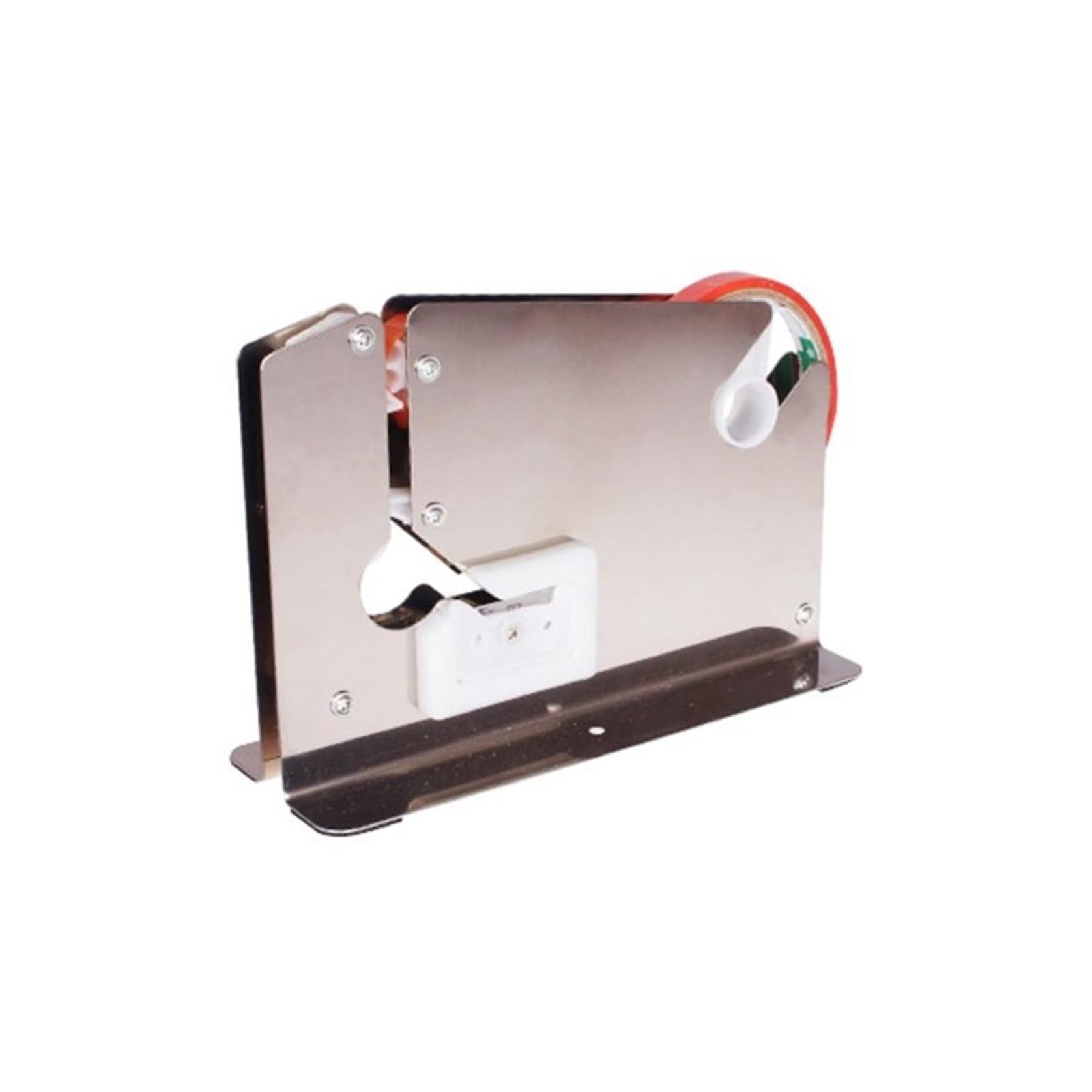 Hphph One Color Automatic Tape Dispenser, Stainless Steel Supermarket Bag Sealing Machine, Food Packaging Fruit Shop Packer Portable Tape Cutter Dispenser,For Office Warehouse Retail Store