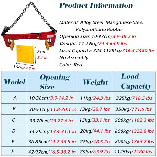 Heavy Duty Lifting Clamps Adjustable Opening Width, Marble/Granite/Stone Lifting Clamps Safe Stable, Plate Vertical Clamp for Factories/Dock/Mines(13-27.6 inch)