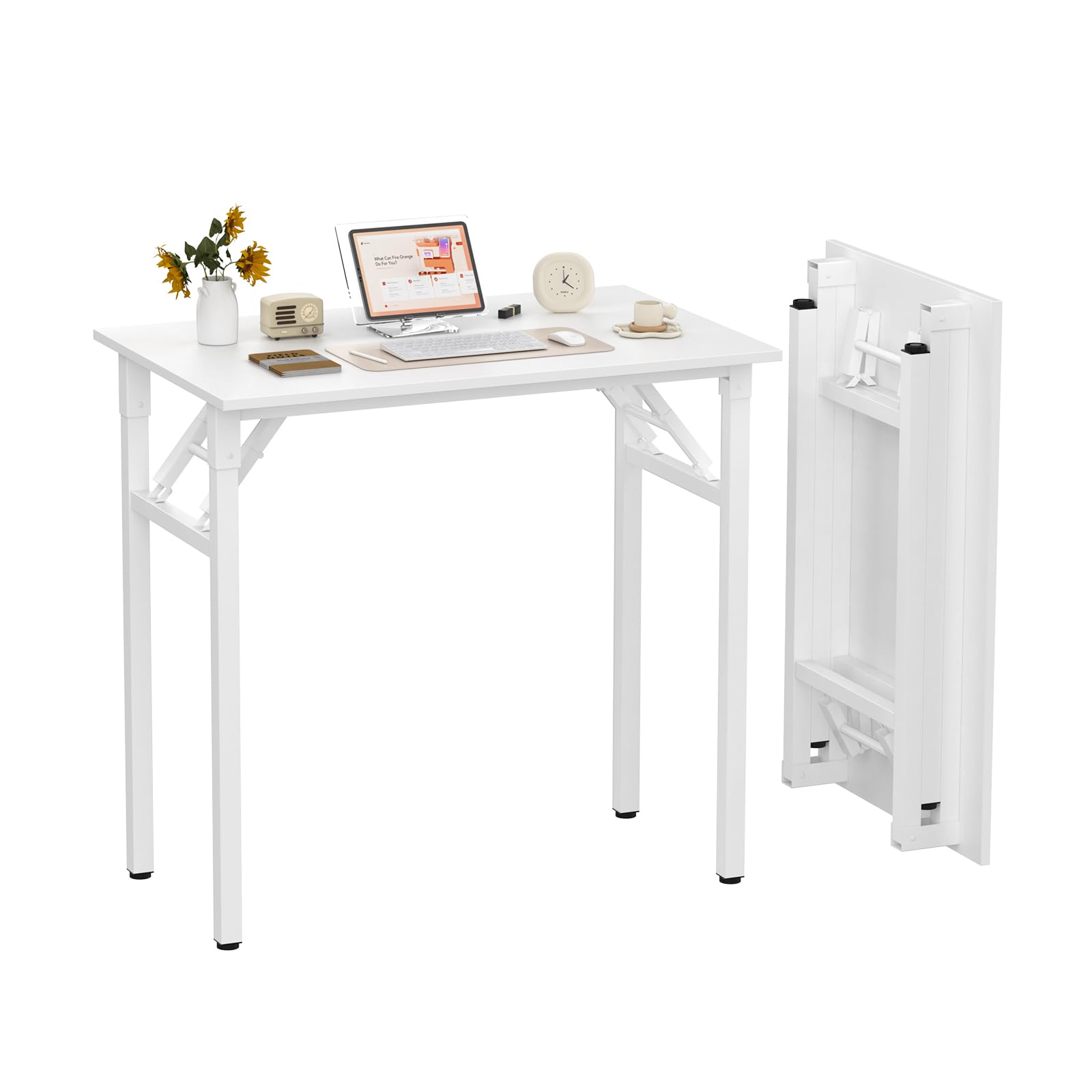 Lvhecforhm Mesa Escritorio Plegable, Blanco Mesa de Ordenador Escritorio, Pequeño Mesa Escritorio Auxiliar Plegable, Escritorio para Estudio, Casa, Oficina 80x50x76cm