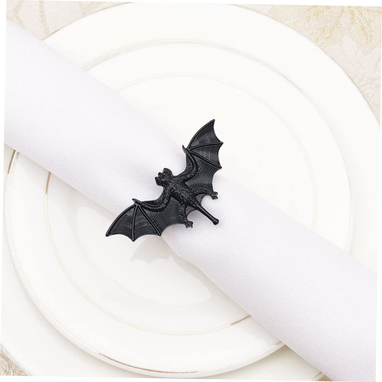 SHOWERORO 16stücke Spooky Bat Napkin Gruselige Fledermaus Tischdeko Für Halloween Und Festlichkeiten Und Kreative Serviettenringe Legiertem Material