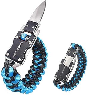 RNS STAR Paracord Knife Bracelet Survival Gear Kit Tactical EDC Bracelet, Multitool Survival