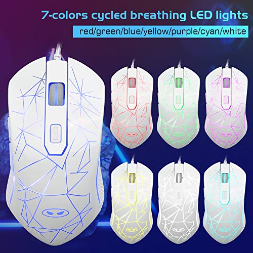 Anivia Gaming Tastatur Maus Set GK710 Rainbow LED Hintergrundbeleuchtete Tastatur und Maus Combo Set,Wired Keyboard für Xbox One USB PS4(DE Layout/Weiß - Image 6