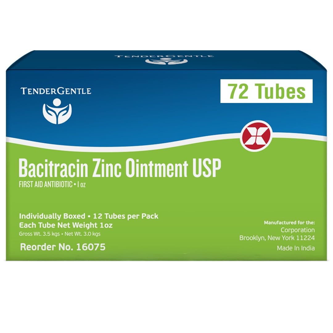 Bacitracin Antibiotic Ointment with Zinc USP - 1 oz Topical Antibiotic First Aid Ointment Case of 72 -