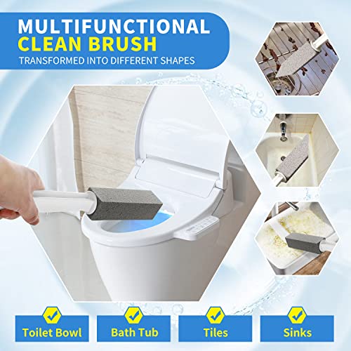 Toilet Pumice Stone Cleaning With Handle Extra Long, Pumice Stone Toilet Bowl Cleaner Brush, Remove Stains, Hard Water Ring/Limescale/Rust/Iron #TOP2