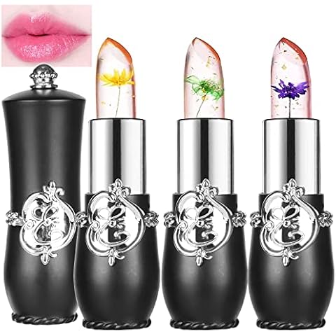 firstfly Lip Color 3 Pack, Crystal Flower Jelly Lipstick Set, Magic Color Changing Lipsticks, Long Lasting Nourishing Moisturizing Lip Stick Set Cover