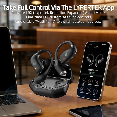 Image of LYPERTEK SOUNDFREE S40 Wireless Open Ear Earbuds, Bluetooth 5.4, 40H Playtime, 2-Mic ENC Noise Cancelling, IP55 Waterproof, 8.3g Lightweight Sports Earphones with Ear Hooks for Running Gym Workout