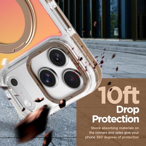 Image of Magnetic for iPhone 17 Pro Case with 360 Stand [Compatible with Magsafe] [Fluorescent Design] [1 Screen Protector] Slim Translucent Matte Case for iPhone 17 Pro 6.3 inch, Desert