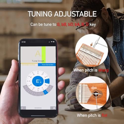 Image of FYA Thumb Piano 17 Key, Portable Mbira Finger Piano with Tune Hammer and Study Instruction, Marimbas /kalimba /xylophone, Musical Instruments Birthday Gift for Kid Adult Beginners Professional