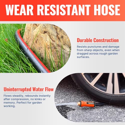 Image of YAMATIC 50ft Flexible Garden Hose 5 /8in I.D. with 360 Swivel Brass Handle | 50 FT Heavy Duty Water Hose with 3 /4 inch Brass Male to Female Connectors, Leakproof for All-Weather Outdoor Use Agriculture Lawn