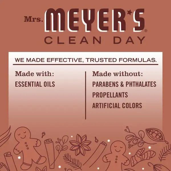 MRS. MEYER'S CLEAN DAY Room Freshener, Limited Edition, Gingerbread Scent, 8 fl oz. (Pack of 6) 8