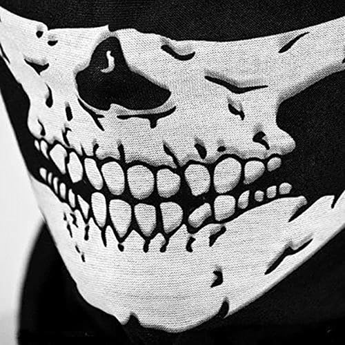 Enignic Balaclava Skull Mask 4Pcs Ghost Face Mask Neck Gaiter For Men Skeleton Mask Motorcycle Face Mask Gator Mask Call Of Duty Ghost Mask For Outdoor Sports Black thumb #4