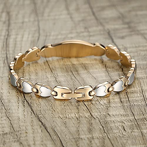 Heart Medical Alert id Bracelets for Women with Customize Engraving Medical Condition-Blood thinner,Lymphedema, Allergies and More3