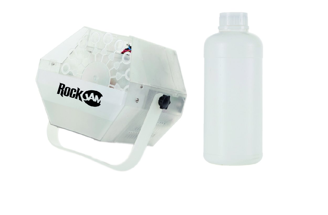 RockJam Lightshow Bubble Machine with Built-In LEDs and 1 Litre of Bubble Liquid