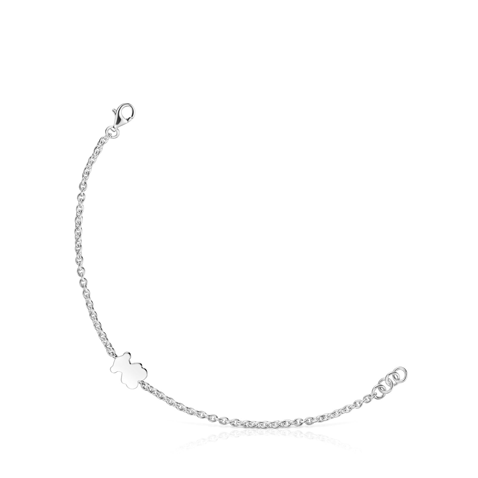 TOUS Pulsera de Plata de Primera Ley para Mujer con Oso de 10mm, 17,5 cm de Largo y Cierre Mosquetón, Colección Sweet Dolls