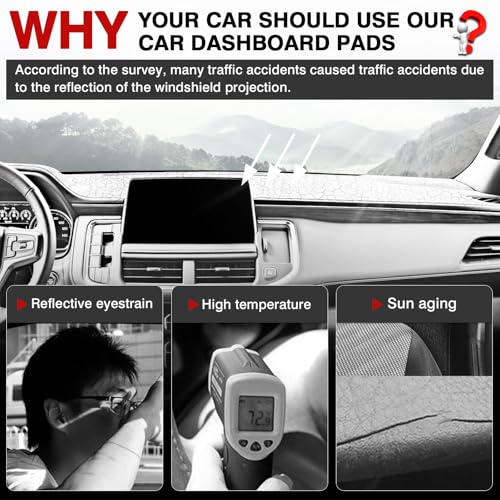 Image of Autorder Dashboard Cover Mat for 2021-2024 Chevrolet Suburban /Tahoe /GMC Yukon Accessories Dash Cover Flannel Dash Mat Sunshade Glare UV Rays Protector (Not for Yukon Denali)