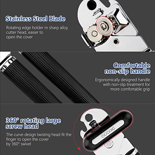 Can Opener Manual, Can Opener Smooth Edge, Food-Safe Multifunctional Can Openers Stainless Steel Manual Can Opener With Non-Slip Handle & Large Knobe, Ultra Sharp Cutting For Seniors With Arthritis #TOP1