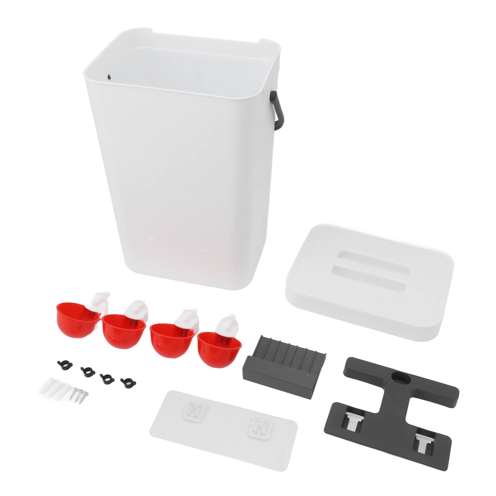 Omabeta Robusto Bebedero Automático para Aves de Corral con 4 Bebederos, a Prueba de Fugas para Pollos, Codornices y Palomas - 12 litros, Blanco