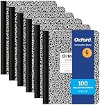 Oxford Composition Notebooks, 6 Pack, College Ruled Paper, 9-3/4" x 7-1/2", 100 Sheets Each, Black Marble Cover, Permanently Bound, Notebooks for School, Office, and Home Writing