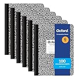 Oxford Composition Notebooks, School Supplies, Notebooks for School, Comp Book for School and Office, Journal, College Ruled Paper, 9-3/4 x 7-1/2 Inches, 100 Sheets, Black, 6 Pack (63767)