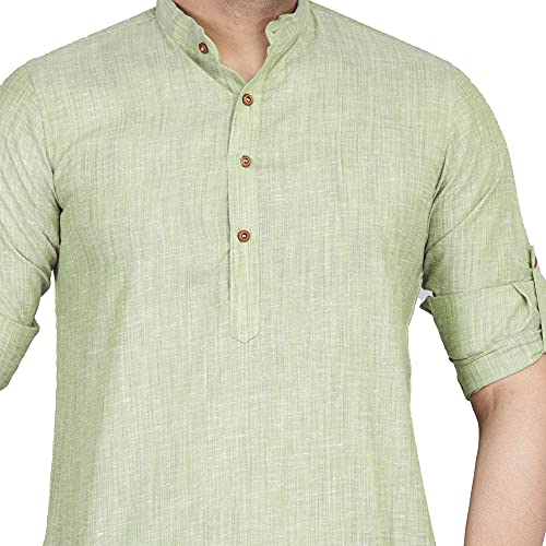 Image of TAHVO Men's Casual Cotton Kurta Shirt, Short Kurta