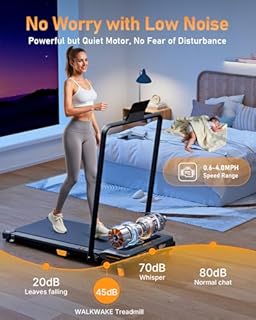 Walking Pad Treadmill, WALKWAKE 8% Incline Walking Pads, Compact Under Desk Treadmill for Home, 330lb Capacity 2.5HP Running Machine for Walking Jogging with LED Display, Black Yellow