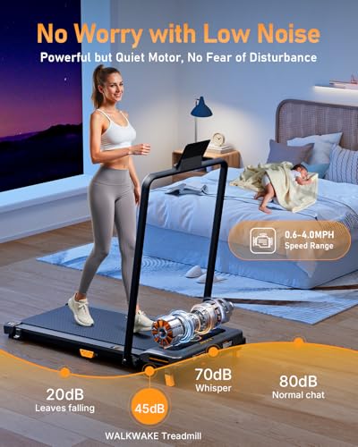 Image of Walking Pad Treadmill, WALKWAKE 8% Incline Walking Pads, Compact Under Desk Treadmill for Home, 330lb Capacity 2.5HP Running Machine for Walking Jogging with LED Display, Red Black
