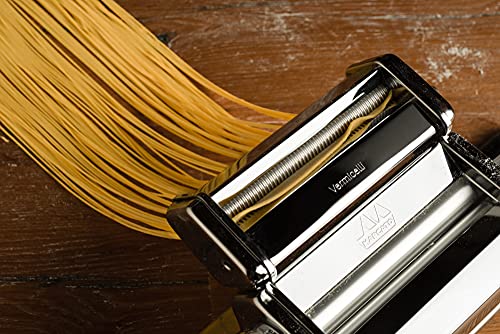 Image of Marcato Vermicelli 150 Attachment for Atlas 150 Pasta Machine - Fine Pasta Cutter Accessory, Chrome Steel Build, Ideal for Thin Pasta Shapes, Made in Ital