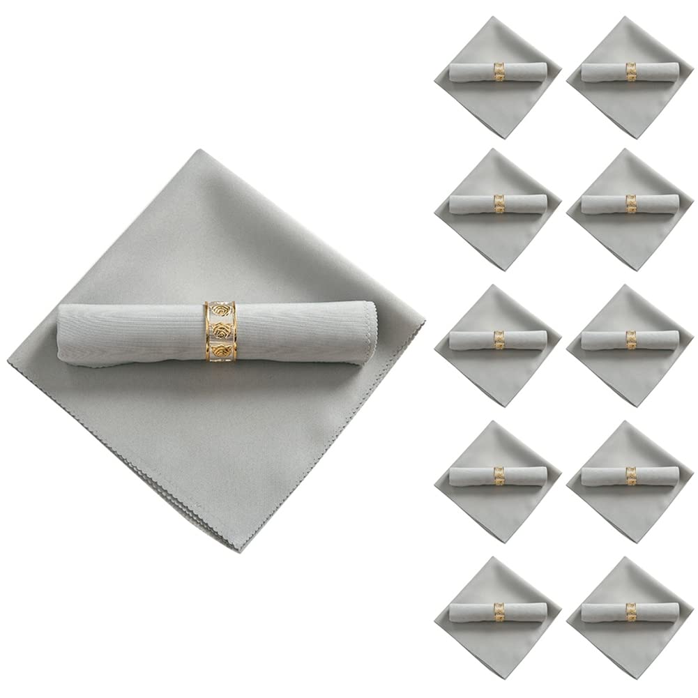 Erpmlyo Silver/Gray 10Pcs 48X48cm Polyester Cloth Napkins For Restaurant Wedding Banquet Dinner,