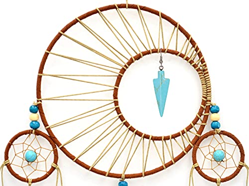 Urdeoms Large Dream Catchers for Girls Room Decor Boho Moon Dream Catcher Wall Decor Turquoise Hanging Ornament for Living Room Dorm Decor Hippie Gifts (NO.34) - Image 4