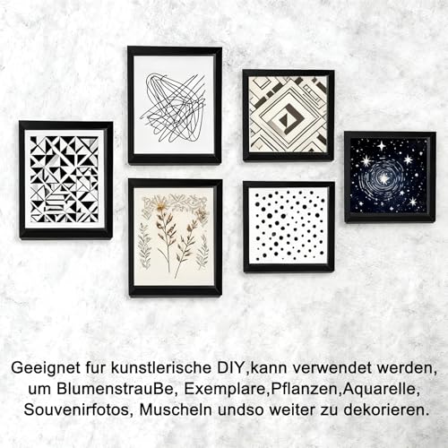 Bilderrahmen zum Befüllen, DIY Holz Quadratischer Vitrine Rahmen 30 x 30 cm, mit Transparente Acrylplatte, DIY Blumen Schattenbox Tiefer 3cm, für Geschenke, Dekorationsobjekten(Schwarz)