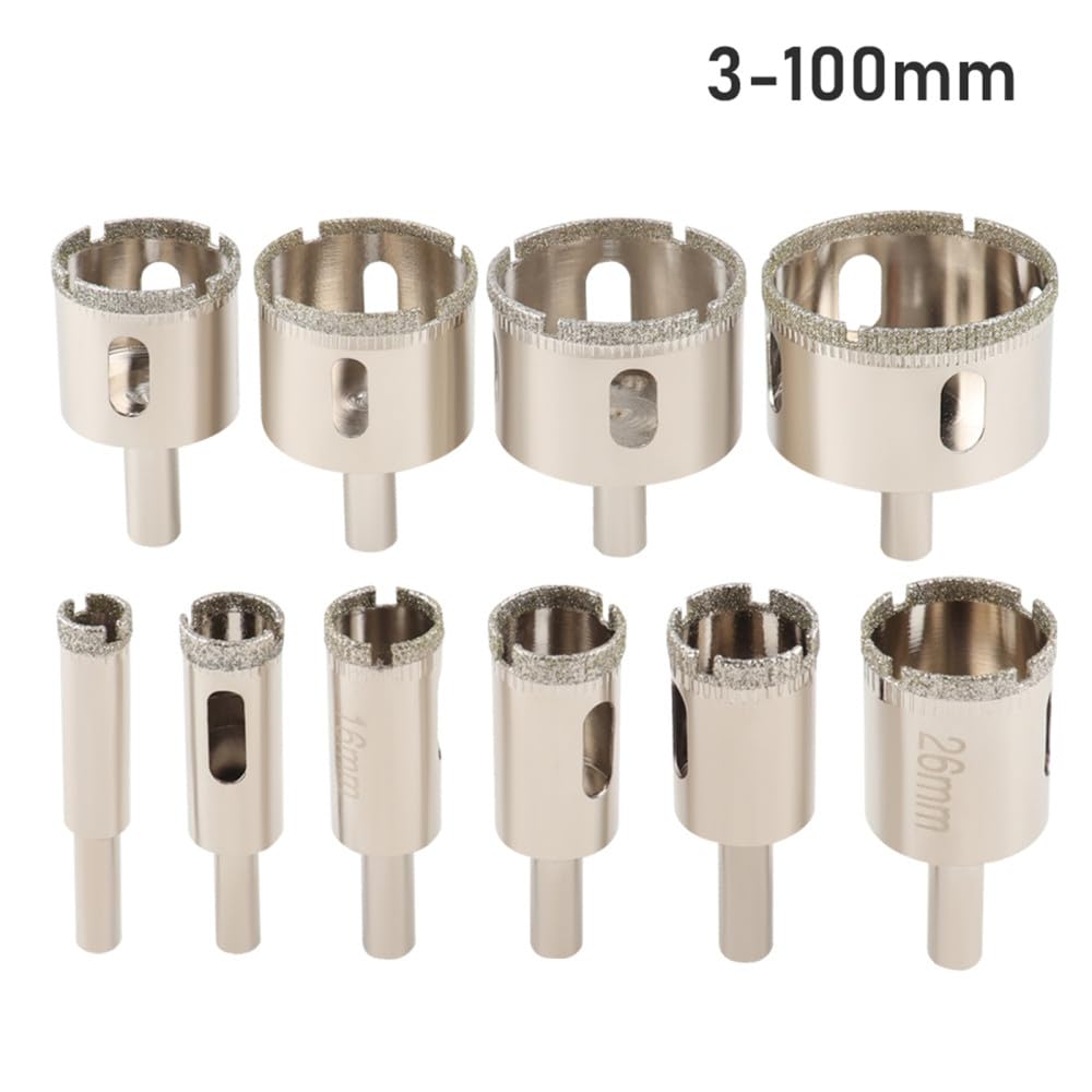 pieza de sierra perforadora de vidrio de 3-100 mm, brocas recubiertas de diamante, corona de perforación para herramientas eléctricas de cerámica, mármol, azulejos, 10 piezas de 3,50 mm