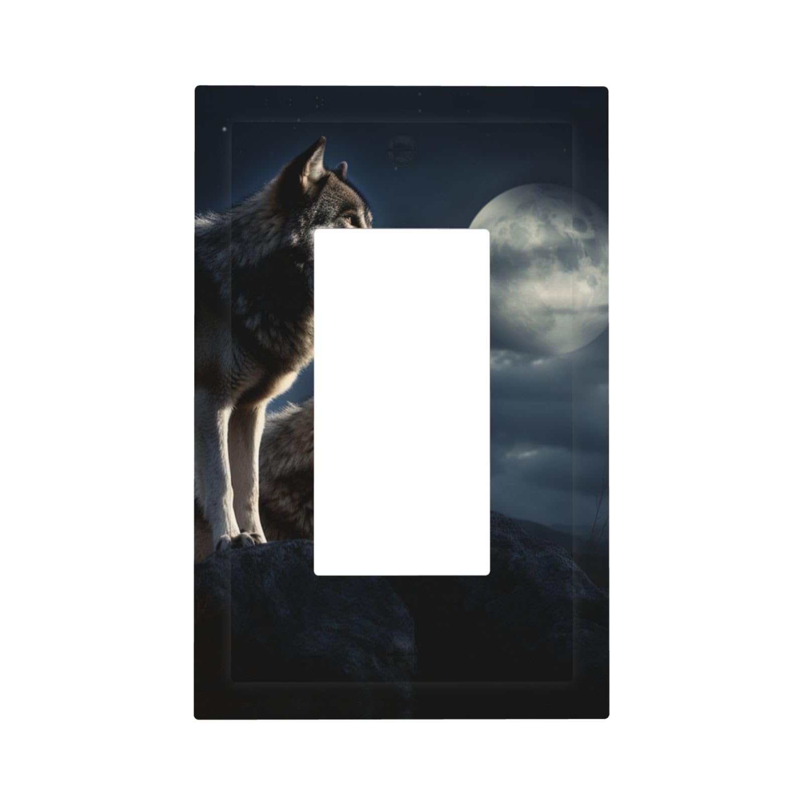 1-Gang Decorator Wall Plate wolves in the moonlight Light Switch Cover Single Gang Receptacle Outlet Wall Plate Mid Size 5" x 3" Wallplate Unbreakable Polycarbonate Outlet Faceplates Covers