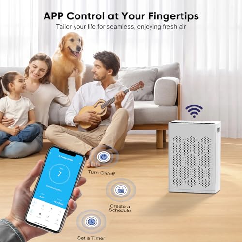 Image of DAYETTE Air Purifiers for Home Large Room Up to 1800 Ft with Fragrance, Smart WiFi Alexa Control,Auto Mode, HEPA 14 Air Purifier with Washable Prefilter for Bedroom, Dorm Room, Pets, Office