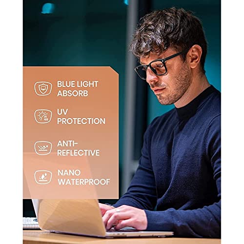 Image of CREEK Blue Light Blocking Glasses, Computer Reading /Gaming /TV /Phones Glasses for Women Men, Anti Eyestrain & UV Glare (with Testing Kit, and Lens Cleaner) CR E 2369