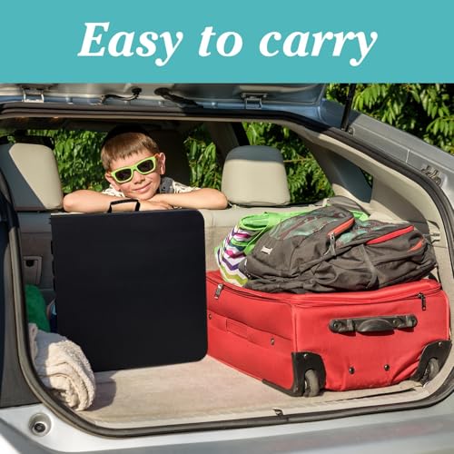 Image of Gocamptoo Folding Table,4ft Indoor Outdoor Heavy Duty Portable Folding Square Plastic Dining Table w /Handle, Lock for Picnic, Party, Camping (4 FT) Black