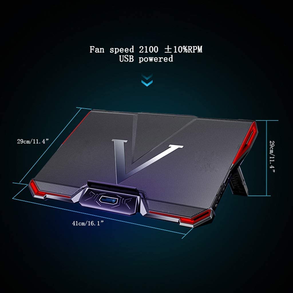 Basi di Raffreddamento per PC Pad Di Raffreddamento Per Laptop E Notebook Con 5 Ventole A 2100 Giri/min. Dispositivo Di Raffreddamento Per Laptop LED Adatto A 12"-17" Ventola PC Portatile