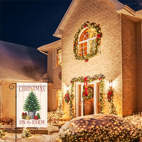 Bandera de jardín de Navidad 12.5x18 doble cara decoración exterior de invierno 7