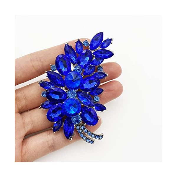 LAXPICOL Vintage Green Austrian Crystal Flower Leaf Bouquet Clusters Large Big Brooch Pin for Women Gold Tone - Image 5
