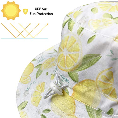 Fynnsure Baby Sun Hat Toddler Hats for Baby Boys Girls Infant Sun Hat Baby Summer Beach Hat Bucket Hat with Wide Brim Yellow Lemon 6-12 Months
