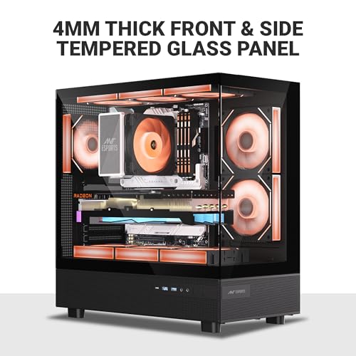 Image of Ant Esports Crystal X6 ATX Mid-Tower Computer Case /Gaming Cabinet with Type-C - Black | Support ATX, Micro-ATX, Mini-ITX | Pre-Installed 6 ARGB Infinity Mirror Fans | Dual Front Panel (Mesh /Glass)