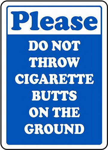 Fsdva Warning Sign Safety Sign 8x12 No Cigarette Butts on The Ground Sign Notice Sign Caution Tin Sign