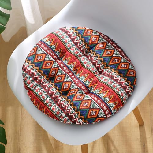 Hixingo Juego de 2 Cojines Exterior Jardin Estilo Retro Cojines Sillas Jardin Cojines Redondo para Sillas, Cojin Silla Oficina e Exterior (40x40cm(Juego de 2),Estilo Nacional)