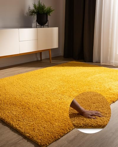 benuta Basic Hochflorteppich Teppich Wohnzimmer Sohari - Gelb 200x290 cm - Minimalistischer Look - Weich & Waschbar - Für Schlafzimmer, Flur oder Esszimmer - Geeignet für Fußbodenheizung benuta Basic Hochflorteppich Teppich Wohnzimmer Sohari - Gelb 200x290 cm - Minimalistischer Look - Weich & Waschbar - Für Schlafzimmer, Flur oder Esszimmer - Geeignet für Fußbodenheizung