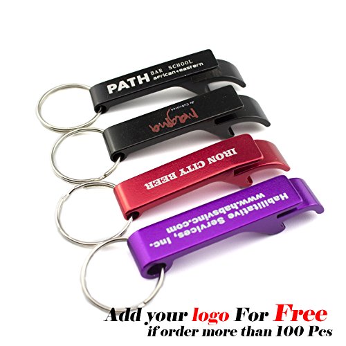 Swatom Bottle Opener Keychain Aluminum Beer Bottle Openers Metal Edc Soda Keyring Tool Personalized Gift Custom Accessories For Kitchen Wedding Party (100, Classic Logo) #TOP1