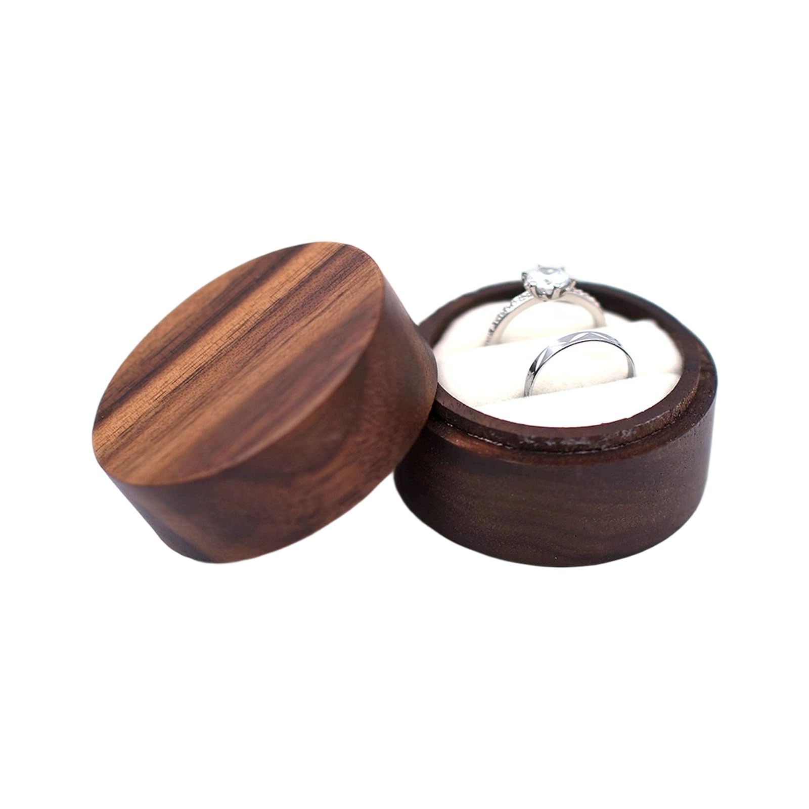 Carotoe Two White Wood Rings Box Wedding Rings Storage Chest For Weddings Proposal Engagement Anniversary Jewellery Organiser Wood Holder